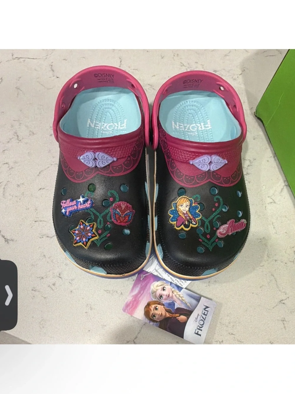 Disney Frozen Anna Black and Pink Kids Clog Shoes J4